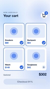 Shopping cart items counter add to cart animation, blue flat design vertical 9:16 seamless loop HD motion graphic background