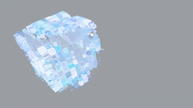 looped 3d animation. Abstract animation. Waves of cubes form a large cube.	