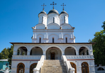 Entrance to the ancient Transfiguration Church. Bolshie Vyazemy, Moscow region, Russia © Anna