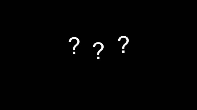Question marks fly. Question mark animation pop up question mark flat. Green screen alpha looping 4k question mark confused dizzy