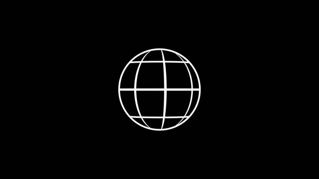 Animated globe model line icon. Earth satellite. global spinning , Globe, planet, Earth icon animation