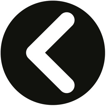 White Left Chevron Arrow Icon in Black Circle Transparent PNG