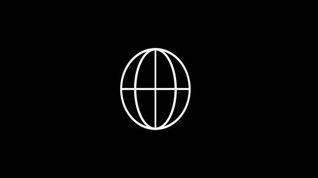 Animated globe model line icon. Earth satellite. Map of world. global spinning ,Earth icon animation.4k video