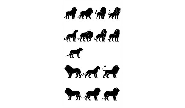 Untitled design - 1Black Lion Standing Profile Silhouette Vector, Wild Animal Icon