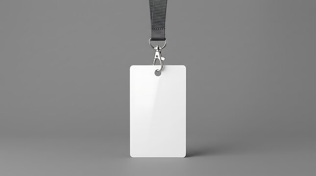 Blank vertical id badge with a black lanyard strap