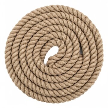 Natural Coiled Rope Isolated on White Background