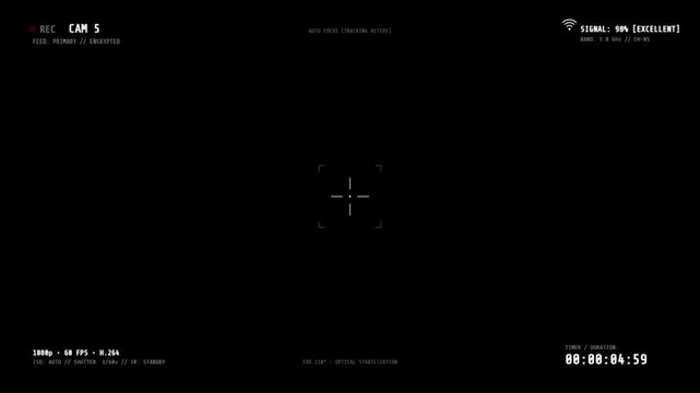 CCTV security camera recording interface overlay. 4K Video