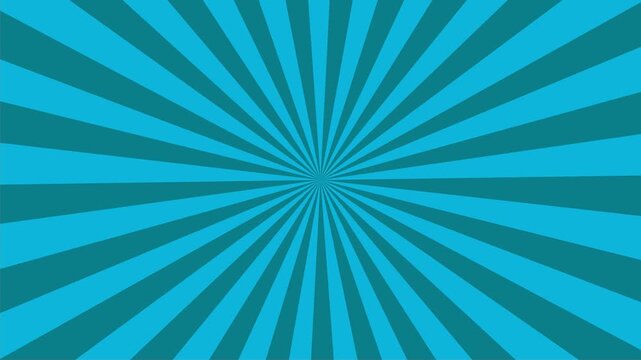 Video blue sun rays rotating. Pop art and comic style background animated, blue sunburst ray animation video, Comic book style blue sunburst radial rays pop art background loop.