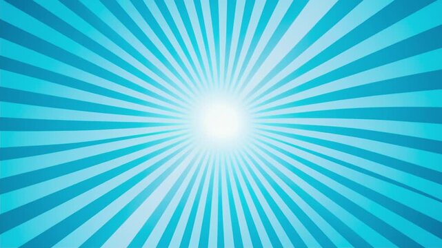 Video blue sun rays rotating. Pop art and comic style background animated, blue sunburst ray animation video, Comic book style blue sunburst radial rays pop art background loop.