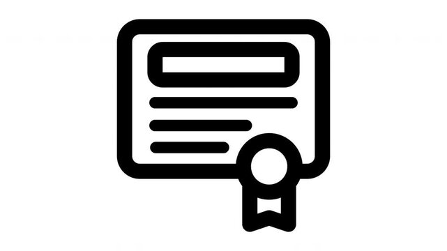 certificate animated Line Icons Premium 4K, Modern Minimal Outline Motion Graphics Collection