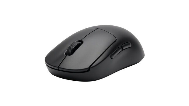 Modern matte black computer mouse isolated on a white background