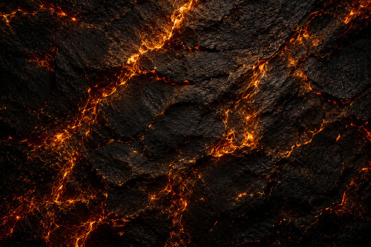 abstract volcanic lava texture with glowing magma