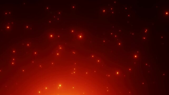 Glowing orange sparks scattered across dark red haze against a black background