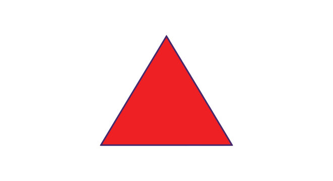 Red equilateral triangle with black outline on a white background