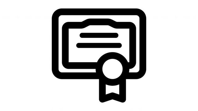 certificate animated Line Icons Premium 4K, Modern Minimal Outline Motion Graphics Collection