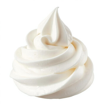 Swirl of white whipped cream or yogurt isolated on white background