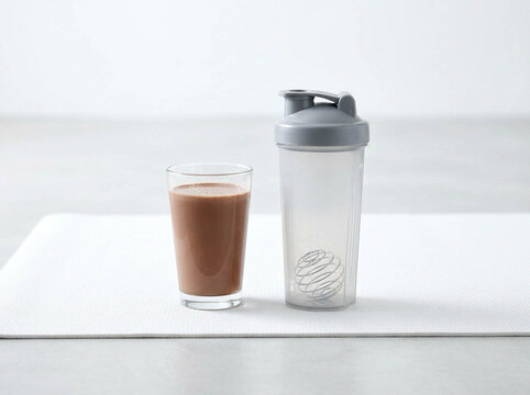 Chocolate Day Celebration with Protein Shake and Glass of Cocoa Milk for Healthy Living
