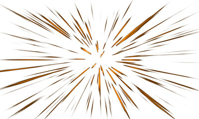 Obraz premium Comic gold speed lines radial motion zoom explosion effect isolated on transparent background