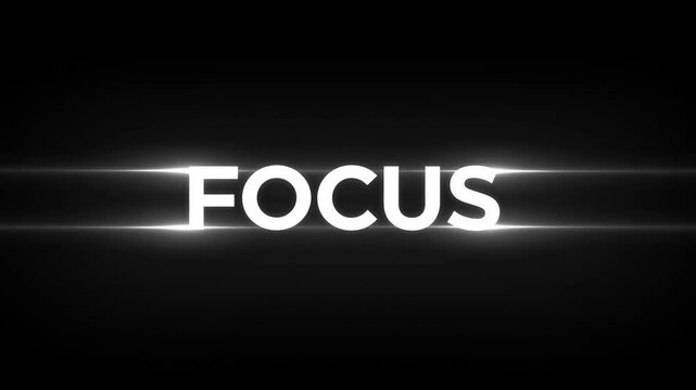 Blurred Focus Text on Black Background Representing Attention, Concentration, and Clarity