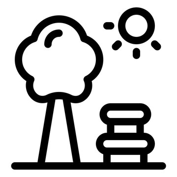 Park Bench Tree Nature Line Icon