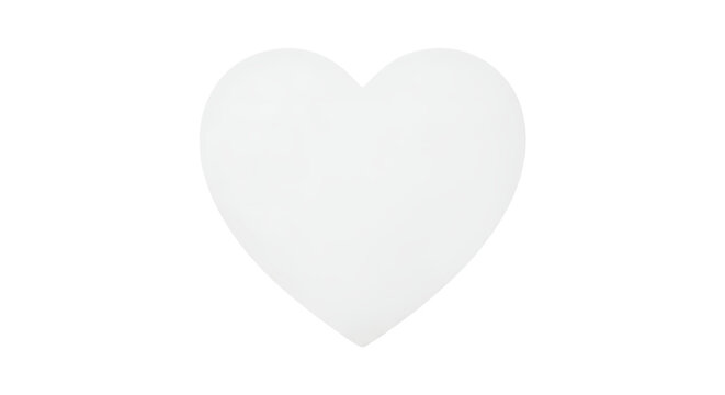 Blank white heart shaped paper sticker isolated on transparent background
