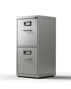 slim metal filling cabinet for office use isolated on white background