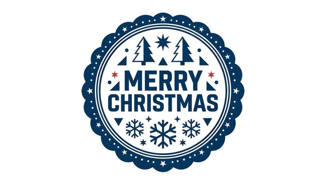 A festive and beautifully designed 'merry christmas' emblem perfect for holiday greetings and seasonal celebrations