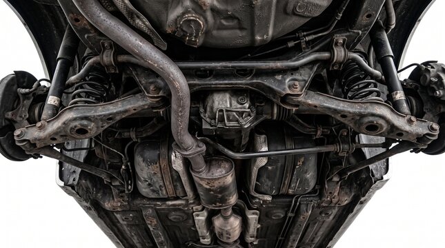 Close-up black and white mechanical motorcycle engine parts with intricate details and vintage design