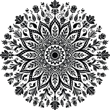 Intricate black floral mandala pattern design Vector