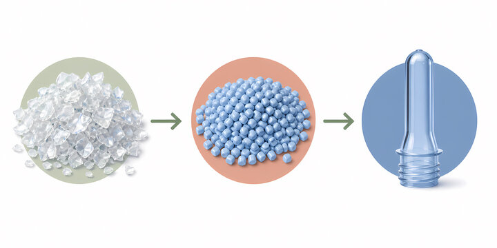 PET bottle flake to preform illustration