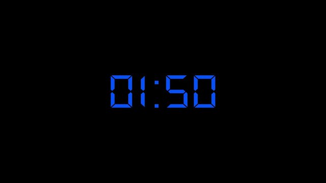 2 minutes countdown timer animation from 120 seconds to 0 seconds on a transparent background, two minute countdown timer complete in one minute,2 minute timer video in 4k