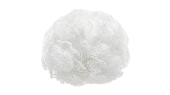 Fluffy white polyester fiber ball isolated on transparent background