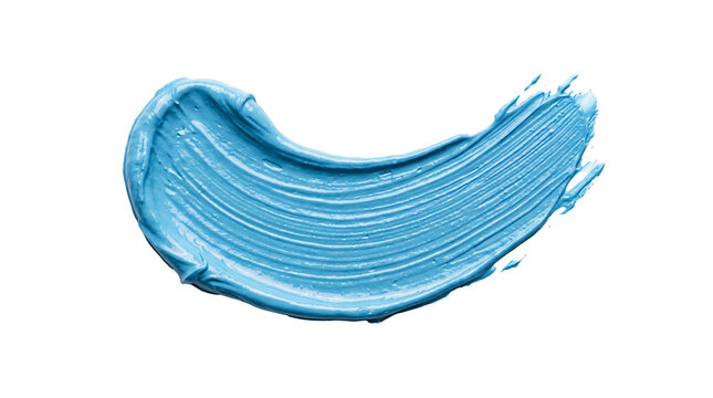 Blue paint brush stroke isolated texture design on transparent background