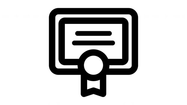 certificate animated Line Icons Premium 4K, Modern Minimal Outline Motion Graphics Collection