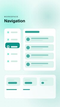 App sidebar navigation panel switch, teal flat design vertical 9:16 seamless loop HD motion graphic background