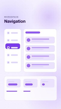 App sidebar navigation panel switch, violet flat design vertical 9:16 seamless loop HD motion graphic background