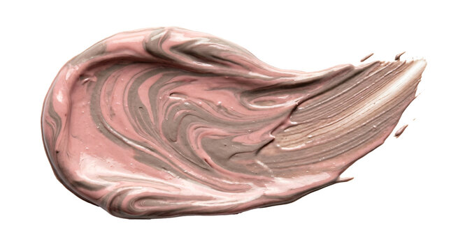 Pink and brown cosmetic makeup cream smear on transparent background