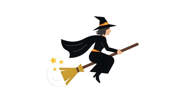 Witch flying on a broomstick for halloween illustration