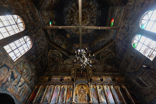  Intricate XVII century wooden iconostasis and ancient murals inside UNESCO World Heritage Saint George Church