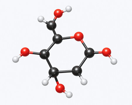 Glucose molecule scientific illustration with detailed ring structure