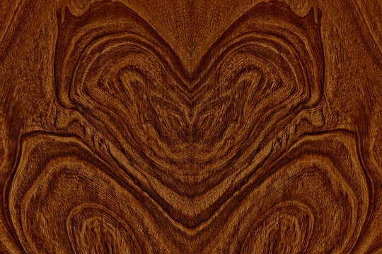 Heart-Shaped Bookmatched Wood Grain Texture Background