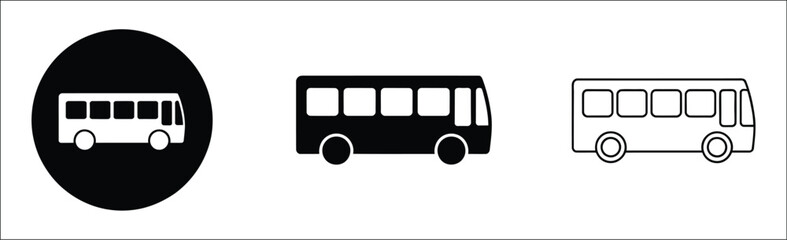 Bus icon vector set, public transport symbols and bus signage for travel apps, navigation systems, city transit, UI UX design, and transportation graphics © Dr. Thomas Morgan
