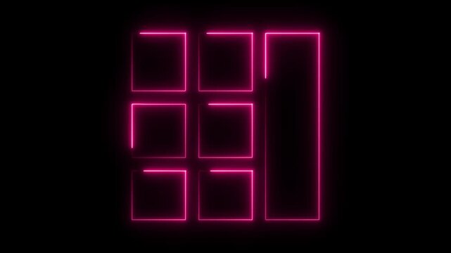 Bright pink neon rectangles on black background abstract geometric design