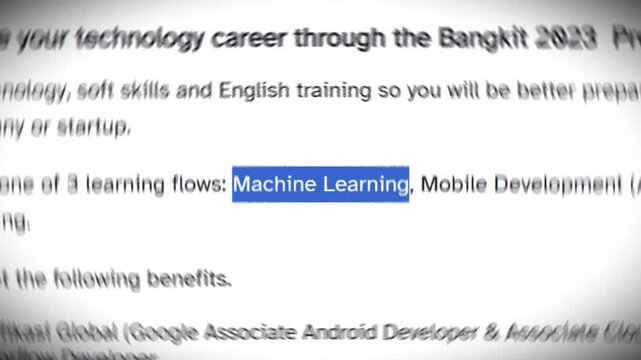 A looping clip featuring the phrase &ldquo;Machine Learning&rdquo; with dynamic typography, match-cut transitions, and radial blur effects.