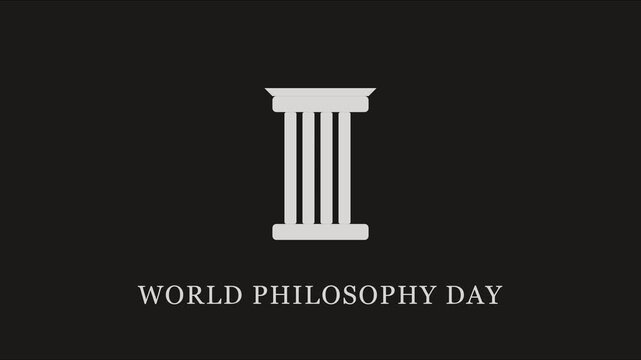 Philosophy day motion with classical pillar symbol for academic and educational animation 4k