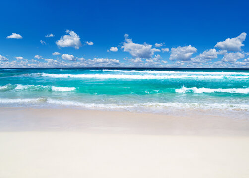 tropical Maldives island with white sandy beach and sea