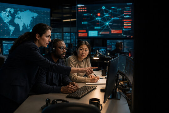 Cybersecurity Incident Response Team Coordinating Under Pressure