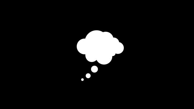 Thought bubble animation on Alpha channel, minimalist comic cloud motion graphic, animated thinking icon, dream bubble element