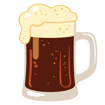 Draft beer mug glass with foam Oktoberfest new year party thanksgiving vector illustration