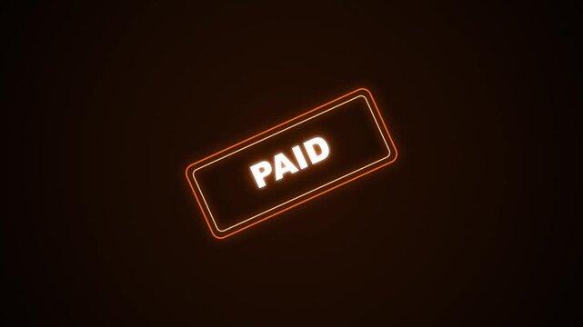 Paid neon sign conceptual digital motion graphic animation